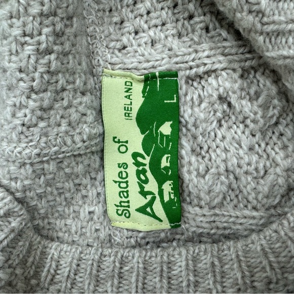 Shades of Aran Irish Wool Knit Sweater Women’s Large Zip Up Fisherman Hooded - Picture 4 of 7